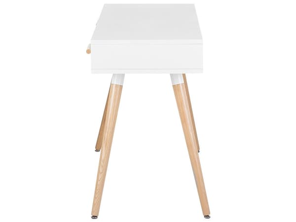 Skrivebord Hvid Grå 120 x 45 cm 2 Skuffer Hylde Massivt træ Ben Moderne