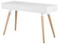Miniatyrbillede 7 af 11: Skrivebord Hvid Grå 120 x 45 cm 2 Skuffer Hylde Massivt træ Ben Moderne