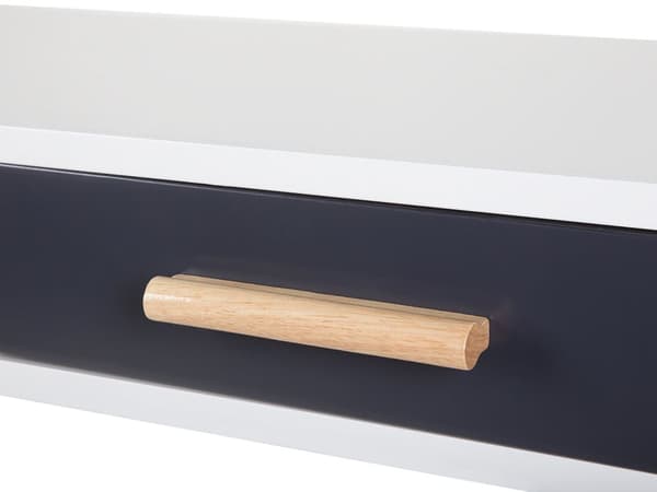 Skrivebord Hvid Grå 120 x 45 cm 2 Skuffer Hylde Massivt træ Ben Moderne