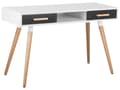 Miniatyrbillede 1 af 11: Skrivebord Hvid Grå 120 x 45 cm 2 Skuffer Hylde Massivt træ Ben Moderne