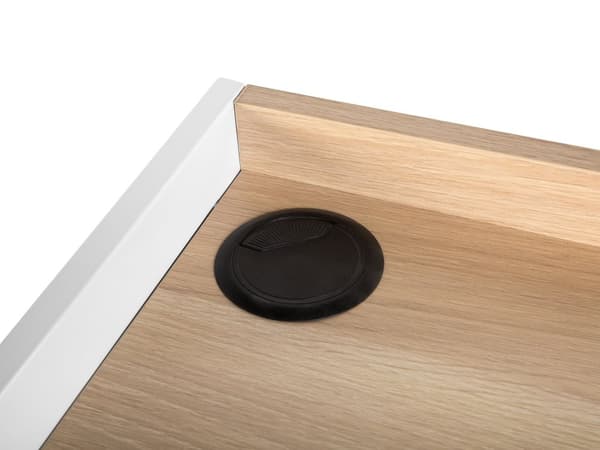 Työpöytä vaalea puu valkoinen 120 x 60 cm MDF-levy metalli laatikolla skandinaavinen
