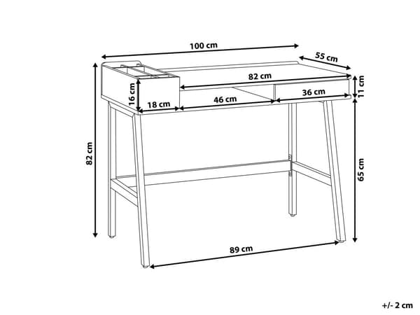 Työpöytä valkoinen 100 x 55 cm MDF-levy metalli laatikolla hyllyllä lokeroilla skandinaavinen