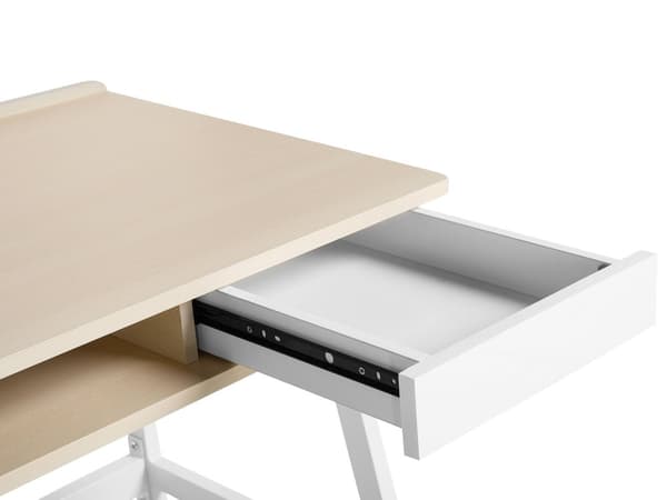 Työpöytä valkoinen 100 x 55 cm MDF-levy metalli laatikolla hyllyllä lokeroilla skandinaavinen