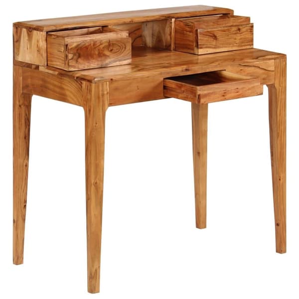 vidaXL skrivebord med skuffer massivt træ 88 x 50 x 90 cm