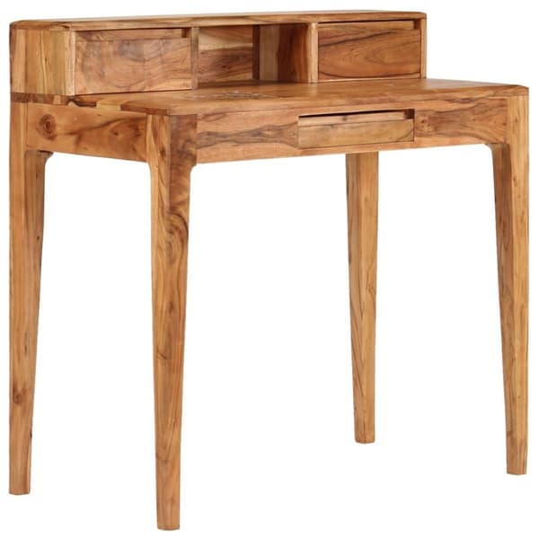 vidaXL skrivebord med skuffer massivt træ 88 x 50 x 90 cm