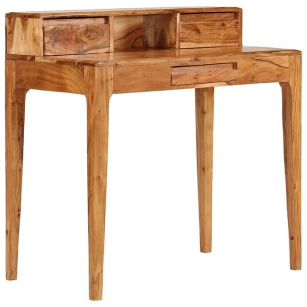 vidaXL skrivebord med skuffer massivt træ 88 x 50 x 90 cm