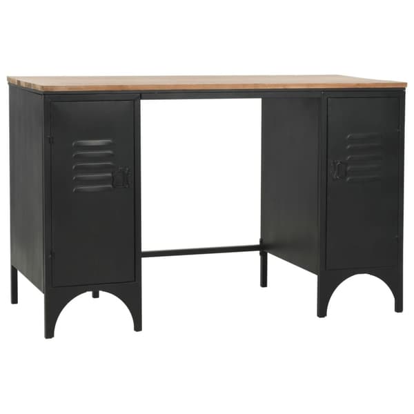 vidaXL dobbelt piedestal-skrivebord massivt grantræ og stål 120 x 50 x 76 cm