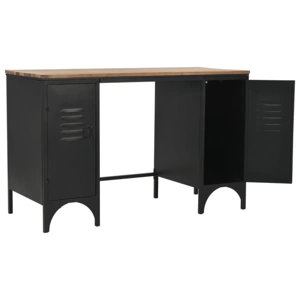 vidaXL dobbelt piedestal-skrivebord massivt grantræ og stål 120 x 50 x 76 cm