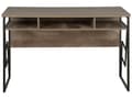 Miniatyrbild 4 av 10: Hemmakontor Skrivbord Mörk Träskiva Svart Metallram 120 x 60 cm Förvaringshylla Modern Industriell Design