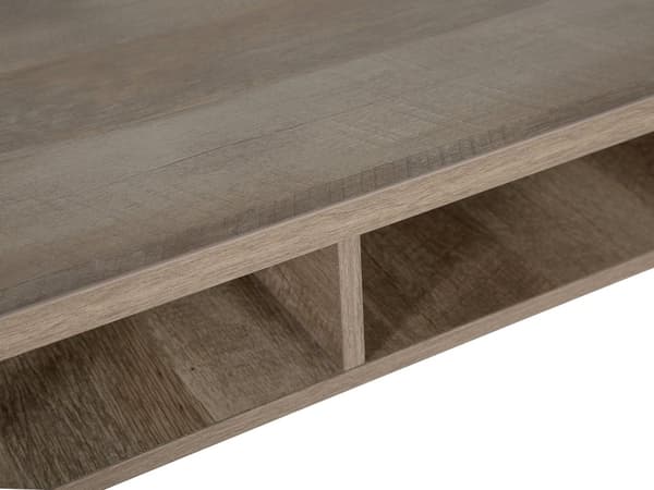 Hemmakontor Skrivbord Mörk Träskiva Svart Metallram 120 x 60 cm Förvaringshylla Modern Industriell Design