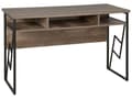 Miniatyrbild 1 av 10: Hemmakontor Skrivbord Mörk Träskiva Svart Metallram 120 x 60 cm Förvaringshylla Modern Industriell Design