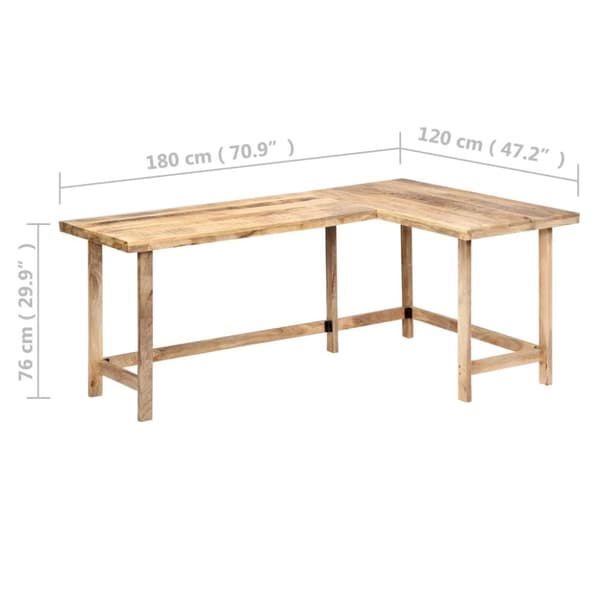 vidaXL skrivebord 180 x 120 x 76 cm massivt mangotræ
