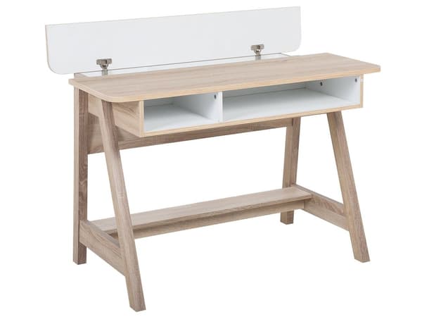 Skrivebord Lys Træ 110 x 60 cm 2 Hylder Fodstøtte Skandinavisk Stil