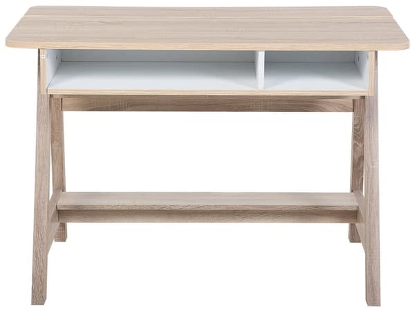 Skrivebord Lys Træ 110 x 60 cm 2 Hylder Fodstøtte Skandinavisk Stil