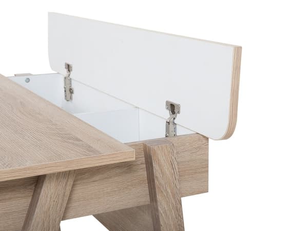 Skrivebord Lys Træ 110 x 60 cm 2 Hylder Fodstøtte Skandinavisk Stil