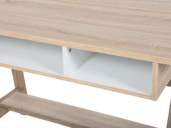 Skrivebord Lys Træ 110 x 60 cm 2 Hylder Fodstøtte Skandinavisk Stil