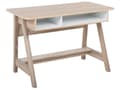 Miniatyrbillede 1 af 9: Skrivebord Lys Træ 110 x 60 cm 2 Hylder Fodstøtte Skandinavisk Stil