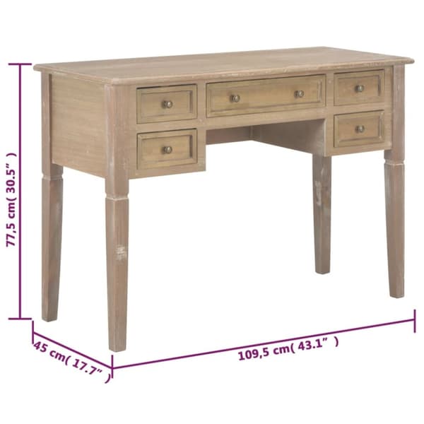 vidaXL skrivebord 109,5 x 45 x 77,5 cm træ brun