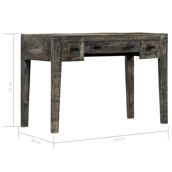 vidaXL Skrivbord svart 110x50x75 cm massivt mangoträ