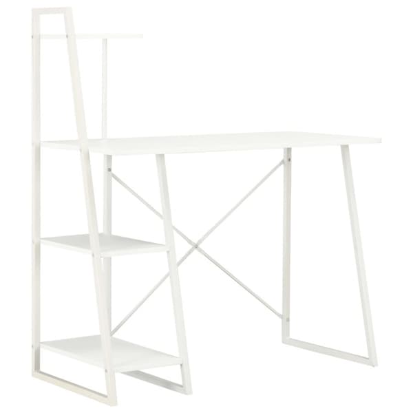 vidaXL Skrivebord med hylleenhet hvit 102x50x117 cm