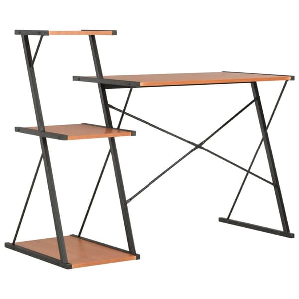 vidaXL Skrivebord med hylle svart og brun 116x50x93 cm