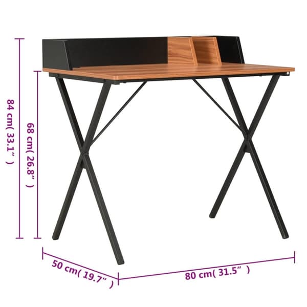 vidaXL skrivebord 80x50x84 cm sort og brun