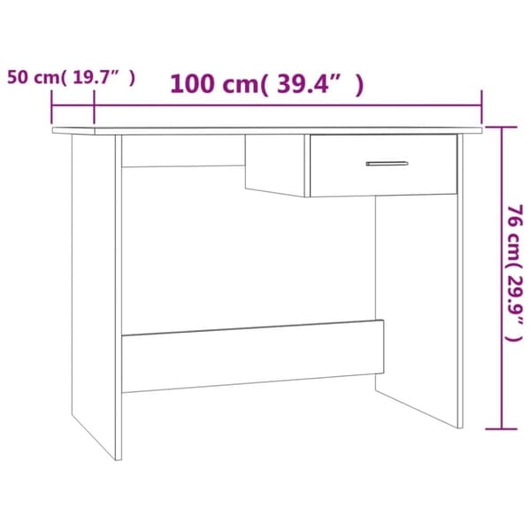 vidaXL Työpöytä betoninharmaa 100x50x76 cm tekninen puu