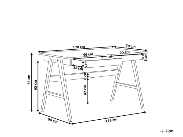 Työpöytä tumma puu MDF-levy tammijalat 120 x 70 x 76 cm laatikoilla skandinaavinen moderni tyyli