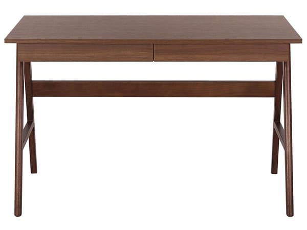 Työpöytä tumma puu MDF-levy tammijalat 120 x 70 x 76 cm laatikoilla skandinaavinen moderni tyyli