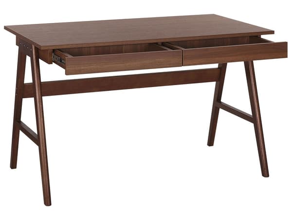 Työpöytä tumma puu MDF-levy tammijalat 120 x 70 x 76 cm laatikoilla skandinaavinen moderni tyyli