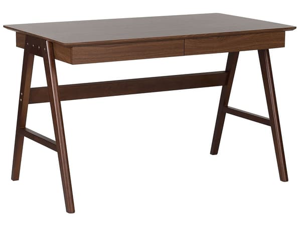 Työpöytä tumma puu MDF-levy tammijalat 120 x 70 x 76 cm laatikoilla skandinaavinen moderni tyyli