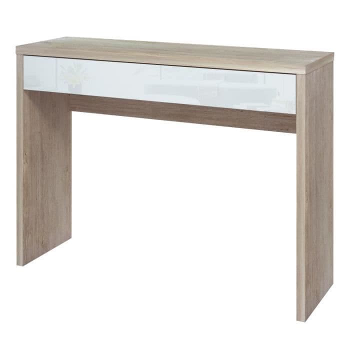 ARENA Modernt konsolbord med blekt ek och blank vit dekor - L 109 cm