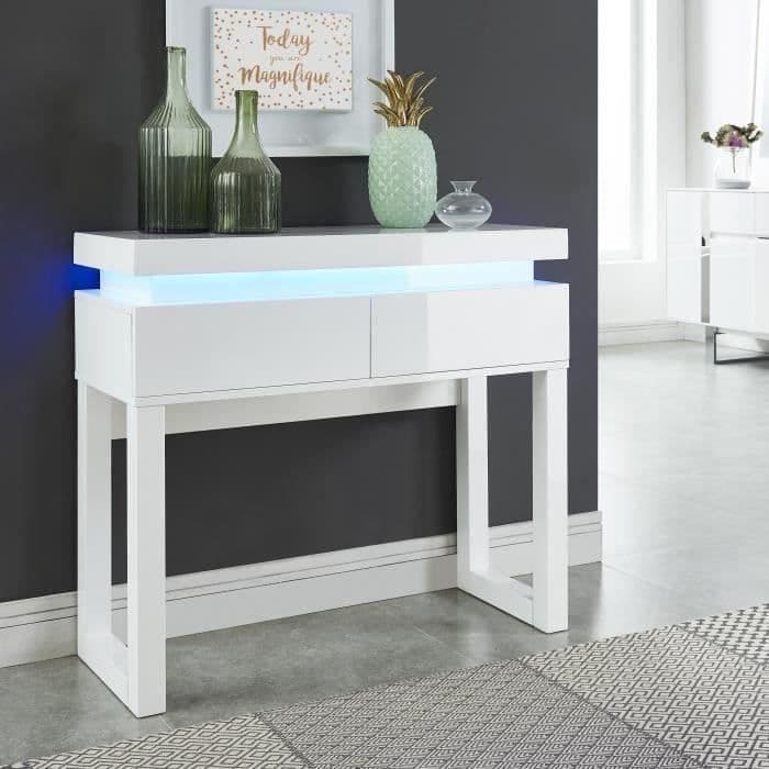 FLASH-konsoli, jossa nykyaikainen LED-tyyli valkoinen kiiltävä lakattu - L 90 cm