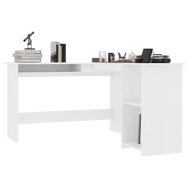 vidaXL Skrivbord L-format vit 120x140x75 cm konstruerat trä