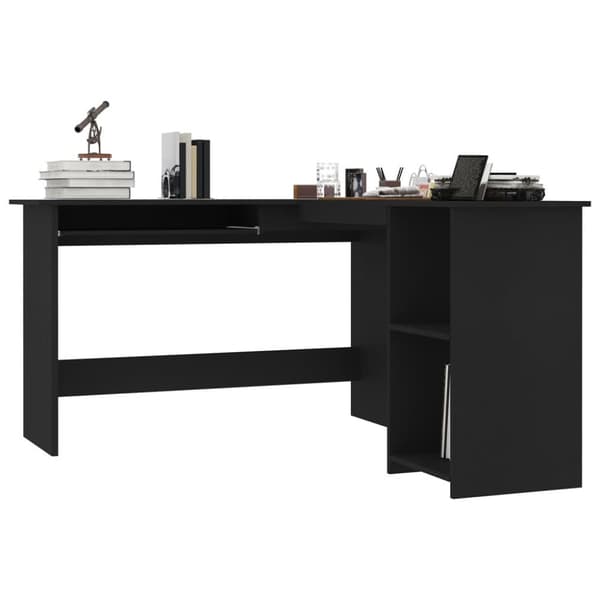 vidaXL L-formet skrivebord svart 120x140x75 cm konstruert tre