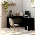 Miniatyrbilde 2 av 6: vidaXL L-formet skrivebord svart 120x140x75 cm konstruert tre