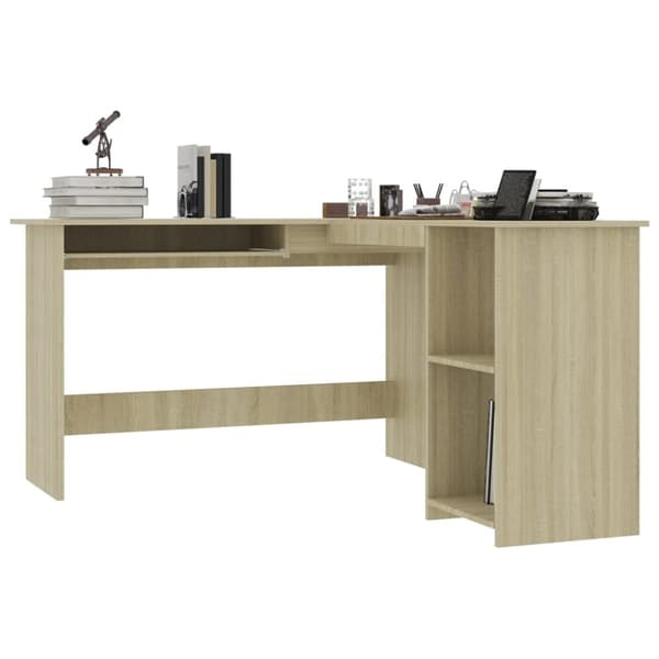 vidaXL L-formet skrivebord 120x140x75 cm konstrueret træ sonoma-eg