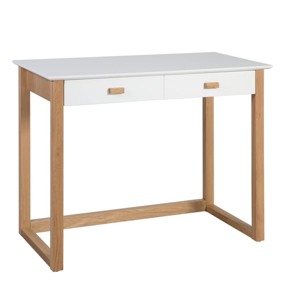 Kirjoituspöytä OSLO 2-laatikolla, 117x40xH76cm, puu: tammivaneri / MDF, väri: tammi / valkoinen, viimistely: lakattu