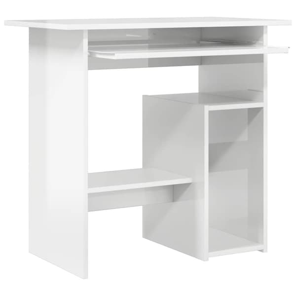 vidaXL Skrivebord høyglans hvit 80x45x74 cm konstruert tre