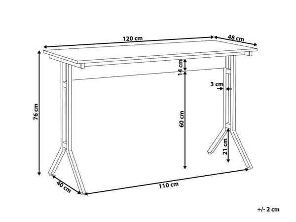 Työpöytä tumma puu/musta 120 x 76 x 48 cm MDF-levy metallijalat moderni industriaalinen tyyli