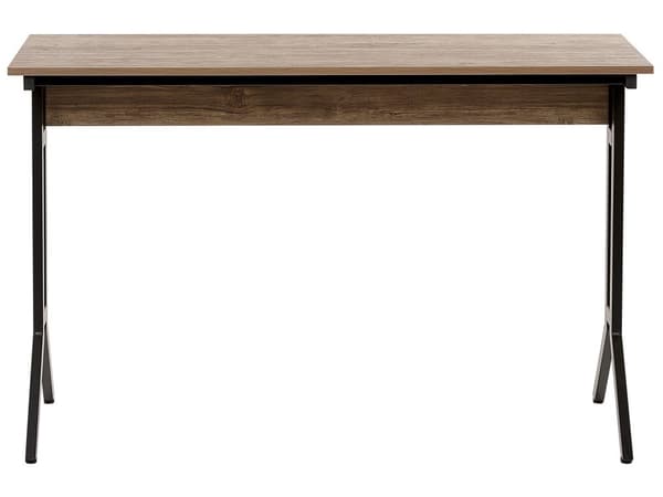 Työpöytä tumma puu/musta 120 x 76 x 48 cm MDF-levy metallijalat moderni industriaalinen tyyli