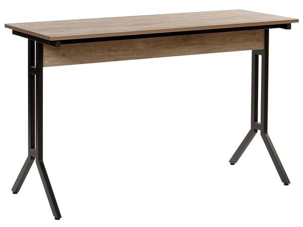 Työpöytä tumma puu/musta 120 x 76 x 48 cm MDF-levy metallijalat moderni industriaalinen tyyli