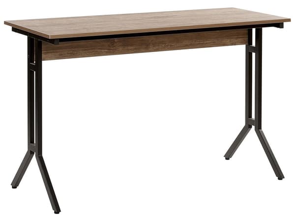 Työpöytä tumma puu/musta 120 x 76 x 48 cm MDF-levy metallijalat moderni industriaalinen tyyli