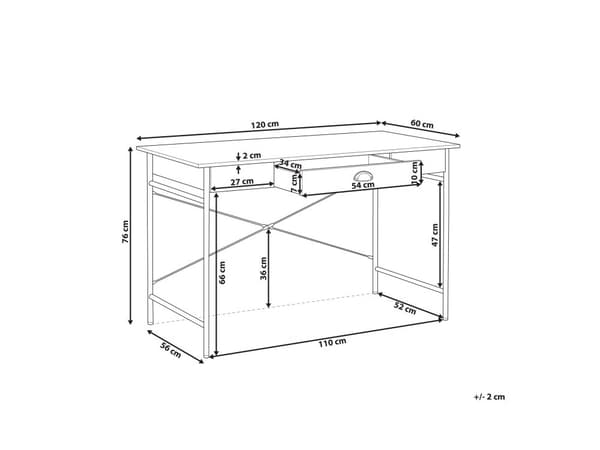 Työpöytä tumma puu/musta 120 x 76 x 60 cm MDF-levy teräs jalat moderni industriaalinen tyyli