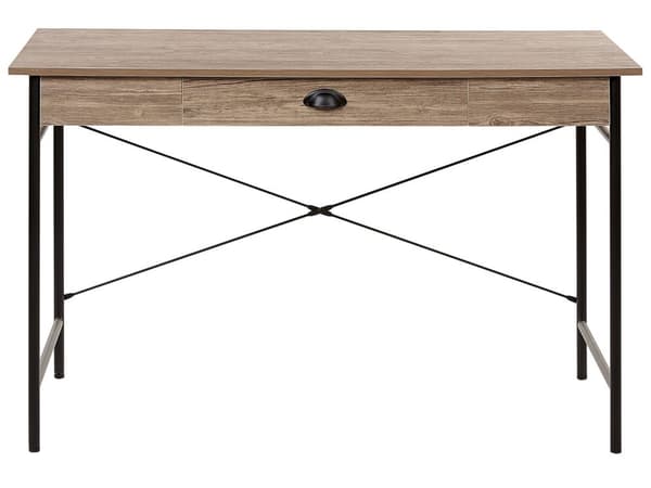 Työpöytä tumma puu/musta 120 x 76 x 60 cm MDF-levy teräs jalat moderni industriaalinen tyyli