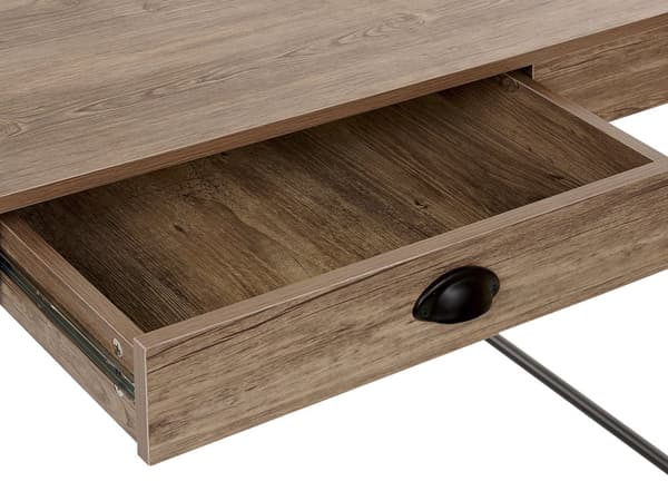 Työpöytä tumma puu/musta 120 x 76 x 60 cm MDF-levy teräs jalat moderni industriaalinen tyyli