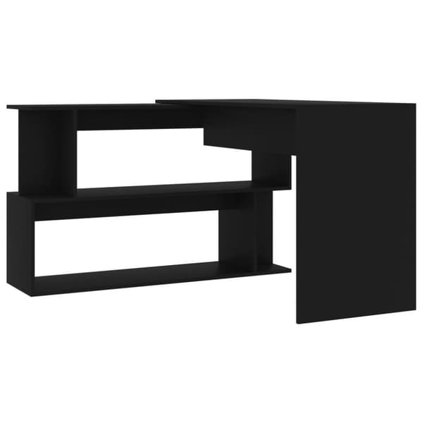 vidaXL Skrivbord hörn svart 200x50x76 cm konstruerat trä