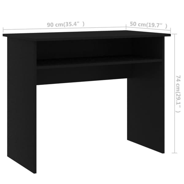 vidaXL Skrivebord svart 90x50x74 cm konstruert tre