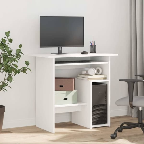 vidaXL Skrivebord hvit 80x45x74 cm konstruert tre