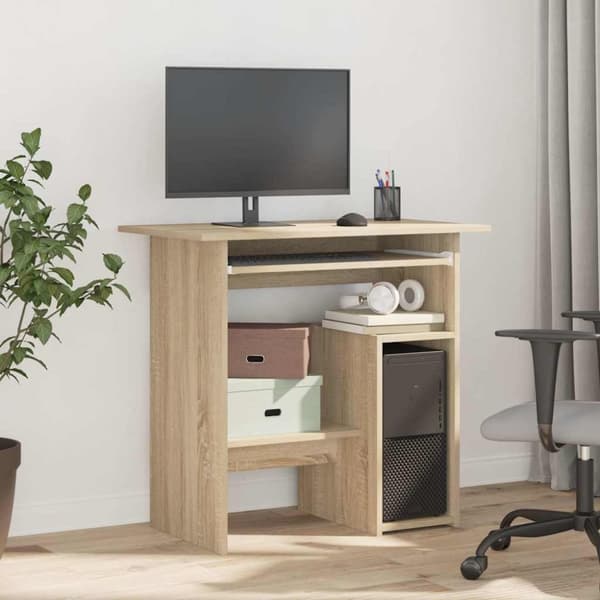 vidaXL skrivebord 80x45x74 cm konstrueret træ sonoma-eg